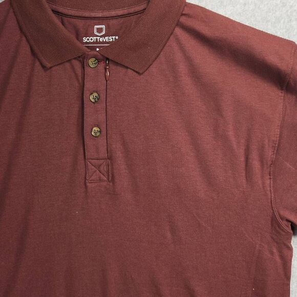 SCOTTeVEST Polo Shirt Mens Medium TEC Technology Pocket Travel pick Pocker Proof - Picture 2 of 13